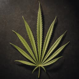 Narrow sativa cannabis fan leaf macro